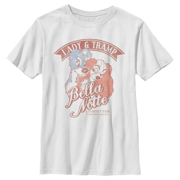 Boy's Lady and the Tramp Perfect Pair Retro Sketch Graphic Tee White X Small