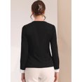 thumbnail image 4 of Blusa de cuello cuadrado elegante de manga larga de color de contraste de camisa de trabajo para mujer Negro XS, 4 of 5