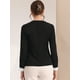 thumbnail image 4 of Blusa de cuello cuadrado elegante de manga larga de color de contraste de camisa de trabajo para mujer Negro M, 4 of 5