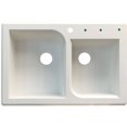 thumbnail image 2 of Transolid Radius 33in x 22in silQ Granite Drop-in Double Bowl Kitchen Sink with 3 ACD Faucet Holes, In White, 2 of 4