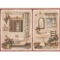 thumbnail image 1 of Salle de Bain Vintage dans des Carrés Rouges Bord de Papier Peint Beige Retro Design, Rouleau 15' x 9", 1 of 3