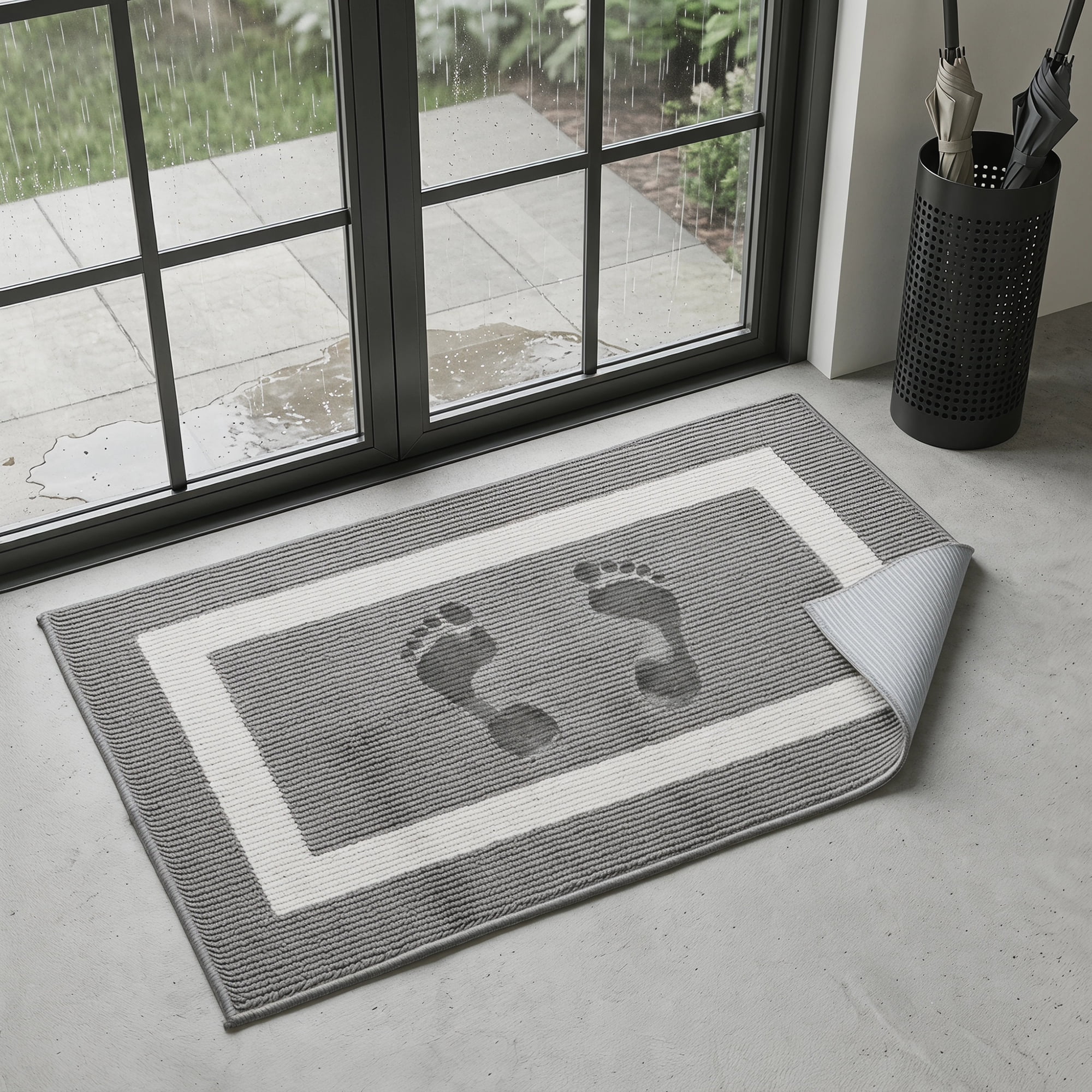 Unique Bargains Waterproof Non-Slip Low-Profile Entryway Rug Door Mat Grey 32" x 20"