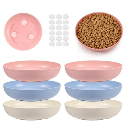 shuaien 6 Pack Cat Bowls with Non-Slip Base, Whisker Friendly Shallow Dishes & 5.5 Inch Plates for Kittens, Flat-Faced Cats, Wet or Dry Food, Easy Clean Ceramic Feeding Set