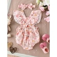 thumbnail image 3 of Suealasg Infant Baby Girls Easter 2Pcs Outfits Sets 3M 6M 9M 12M 18M Flying Sleeve Bunny Shamrock Print Ruffle Romper Dress + Headband Newborn Girls Summer Casual Clothes, 3 of 9