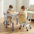 thumbnail image 3 of Pirecart Kids Table and 2 Chairs Set, Height Adjustable Children Multi Activity Table and Chair Set, Non-Slip Legs & Graffiti Desktop, for Drawing, Reading, Studying, Gray, 3 of 8