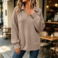 thumbnail image 2 of Women’s Waffle Collar Sweatshirt, Oversized Pullover Long Sleeve Sweatshirt, Fall Fashion Sport Casual Tops with Pockets, 2 of 8