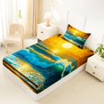thumbnail image 4 of spefrowx Tropic Sunset Wave Twin Sheets for Kids, Golden Palm Seagull Coast Bedding, 3 Pieces, 1 Flat Sheet, 1 Fitted Sheet and 1 Pillowcase, 4 of 5