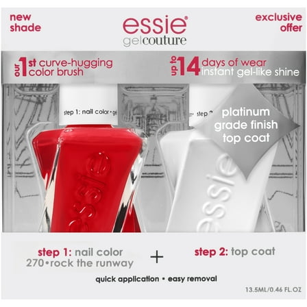 essie gel couture nail polish   top coat kit, rock the runway   top coat, 2 count
