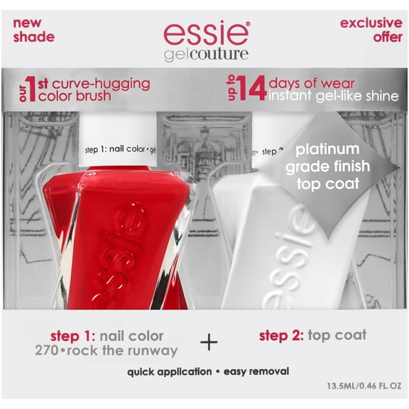 essie gel couture nail polish   top coat kit, rock the runway   top coat, 2 count