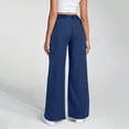 thumbnail image 4 of Women's High Waist Drawstring Jeans - Loose Casual Wide-Leg Denim Pants, Dark Blue Size L, 4 of 6