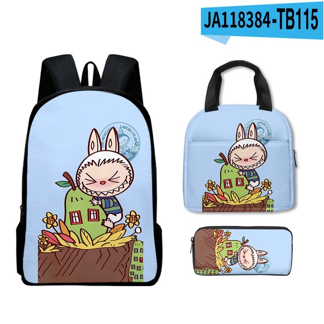 Mario School Backpack Travel Bag Three-piece Lunch Backpack Student Schoolbag Teen School Gift
