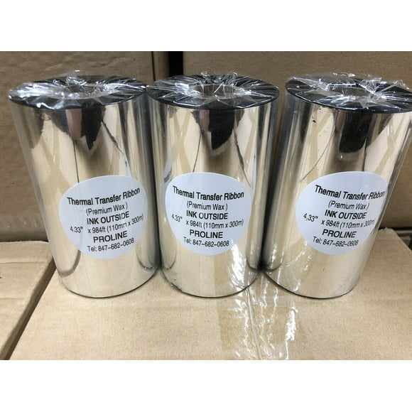 BESTeck Thermal Transfer Ribbon - Premium Resin-Enhanced Wax - 4.33" x 984" (110mmx300mm) Ink Outside Compatible for Zebra Datamax Sato TT Printers (6 Rolls)