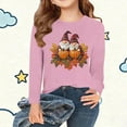 thumbnail image 2 of Thanksgiving Day Outfits Long Sleeve Cotton T-Shirts for Girls Pumpkin Plaid Printed Crewneck Fall Tops Tshirts (10-11 Years, Pink 08), 2 of 5