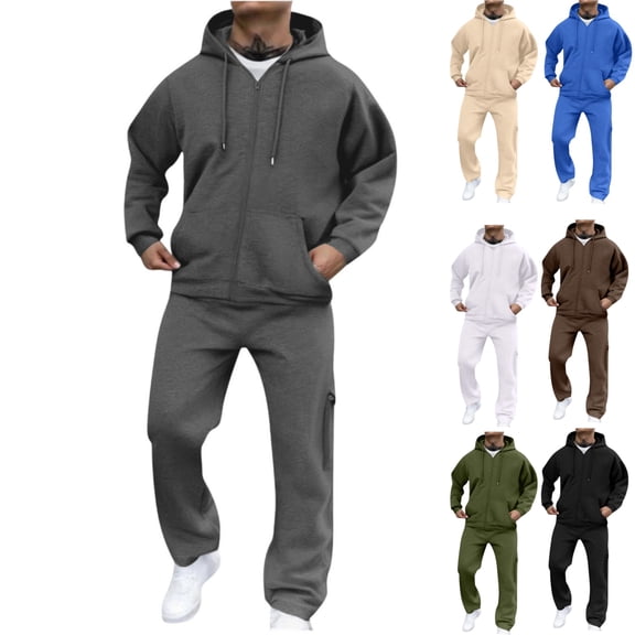 Sweatsuits for Men 2 Piece Long Sleeve Full Zip Hooded Sweatshirt and Elastic Waist Joggers Athletic Tracksuit