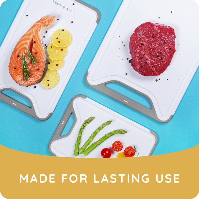 Cutting Boards for Kitchen - Plastic Cutting Board Set of 3, Dishwasher Safe Cutting Boards with Juice Grooves, Thick Chopping Boards for Meat, Veggie