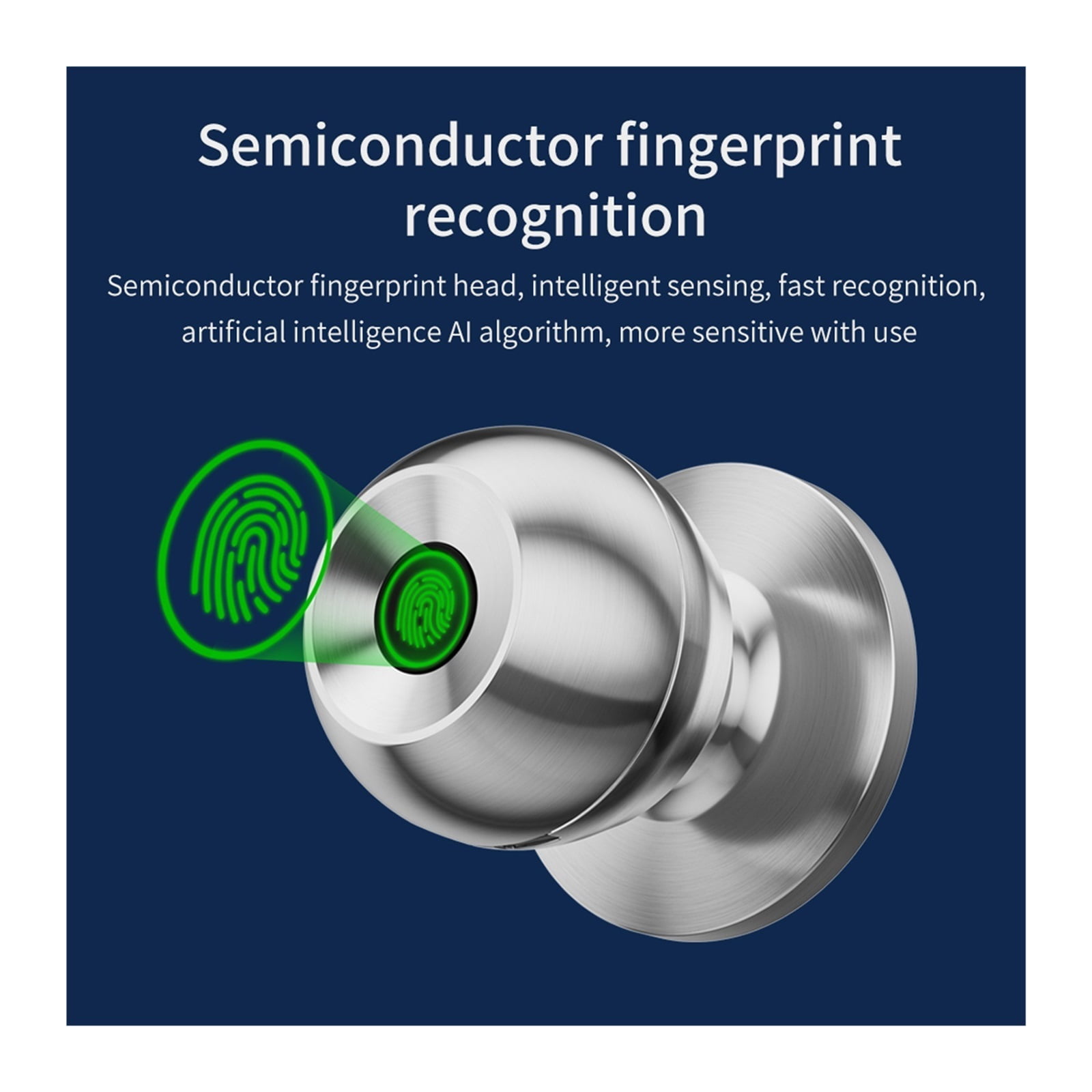 Control Fingerprint Round Door Knobs Rotation Lock Knobset Handle Metal Knob with Phycial Key