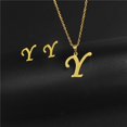 thumbnail image 1 of Colgante de acero inoxidable AZ, collar con inicial y pendientes de tuerca, conjuntos de joyería, colgante del alfabeto, cadena, carta, regalos para mamá, triangulación de envíos Dengxun unisex, 1 of 2