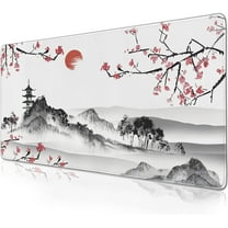 Cherry Blossom Mouse Pad Extended Gaming Mouse Pad (31.5x11.8 in) Large Non-Slip Rubber Base Desk Protector Sakura with Stitched Edges Full Desk Mousepad XL
