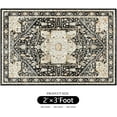 thumbnail image 2 of Black Small Rug Washable,Boho Area Rugs for Bathroom Entryway Entry Entrance Bedroom,Front Door Mat Soft Carpet Indoor Vintage Black and Gold Floral 2''x3'', 2 of 6