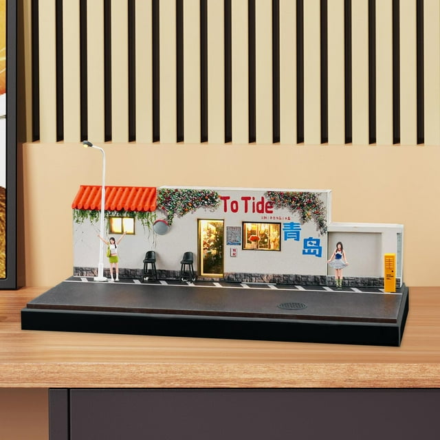 Vitrina Para Maquetas De Vehículos A Escala 1/64. Diorama Decorativo Con Escena Callejera.