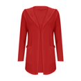 thumbnail image 2 of Jxximdong Fashion Coat for Women, Casual Solid Color Pocket Long Sleeve Top Hooded Cardigan Jacket, Women's Coats Red, 2 of 6