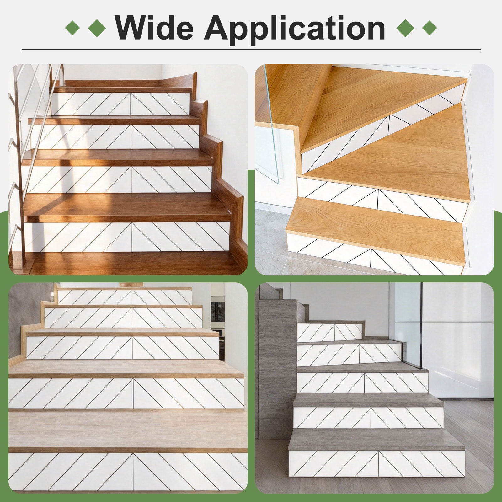 Uxcell 6 Strips Peel and Stick Stair Riser Stickers, 39.37"x7.09" Self-Adhesive Vinyl Scandinavian Stair Covers Riser Decals with Scraper for Stairway Steps, Grey Herringbone