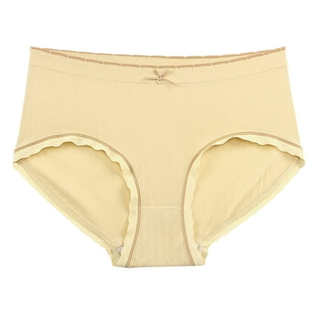 

CLZOUD Women Plus Size Panties Yellow 95% Cotton 5% Spandex Underpants Lace Panties Underwear Panties Bikini Solid Womens Briefs Knickers Cotton Panties Gift for Womens