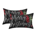 thumbnail image 2 of Merry Christmas Black Background Greeting Satin Pillowcase Envelope Design Pillow Covers 1 Pack King Size 20" x 40", 2 of 9