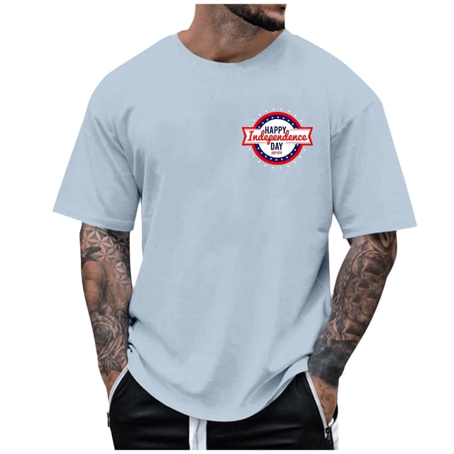 TSADFHJI Débardeurs pour Hommes Pack Automne T-Shirt d'Été Quotidien Col Rond Manches Courtes TTG Bleu
