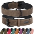 thumbnail image 1 of Collar para perro Didog, suave, acolchado, de piel, ajustable, marrón, talla M, 1 of 7
