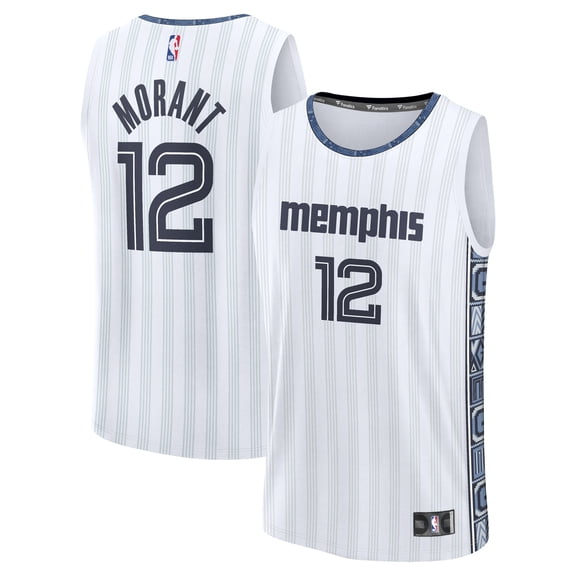 Youth Fanatics Ja Morant White Memphis Grizzlies 2025/26 City Edition Fast Break Jersey
