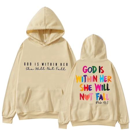 Baqcunre Apparel Hoodie Women s Fall Sweatshirt Long Sleeve Letter Print Hooded Sweatshirt 1Pc Hoodie Sweatshirts Khaki M