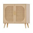 thumbnail image 6 of Gzxs Buffet Cabinet with Storage, Accent Sideboard Buffet with Rattan Decor Doors and Solid Wood Feet, for Hallway, Entry, Living Room, 31.5"L x 11.8"W x 28.1"H, Natural, 6 of 6