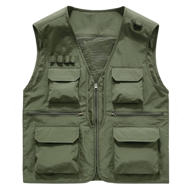 Men's Solid Colour Outdoor Sports Casual Style Lightweight With Pockets Workwear Vest Jacket
