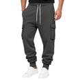 thumbnail image 2 of Mens Fleece Cargo Sweatpants Heavyweight Elastic Waist Pants with Pockets Baggy Drawstring Jogger Pants, XL, 2 of 4