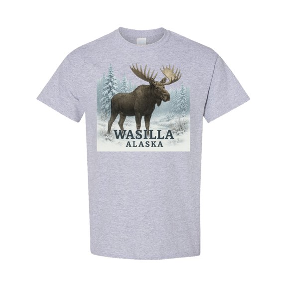 Inktastic Wasilla Alaska Moose Winter Scene T-Shirt