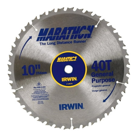Irwin Marathon 10 in. Dia. x 5/8 in. Carbide Miter and Table Saw Blade 40 teeth 1 (Best 10 Inch Saw Blade For Table Saw)
