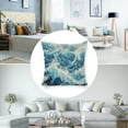 thumbnail image 3 of blue wave white foam Linen toss pillowcase decoration pillowcase gifting preferred 18x18 inch cushion cover 2 sets sofa pillowcase sofa bedroom living room car, 3 of 8