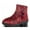 Red, variant on Women's Embroidered Booties - Artificial fur Lined Ankle Boots for Indoor & Outdoor
