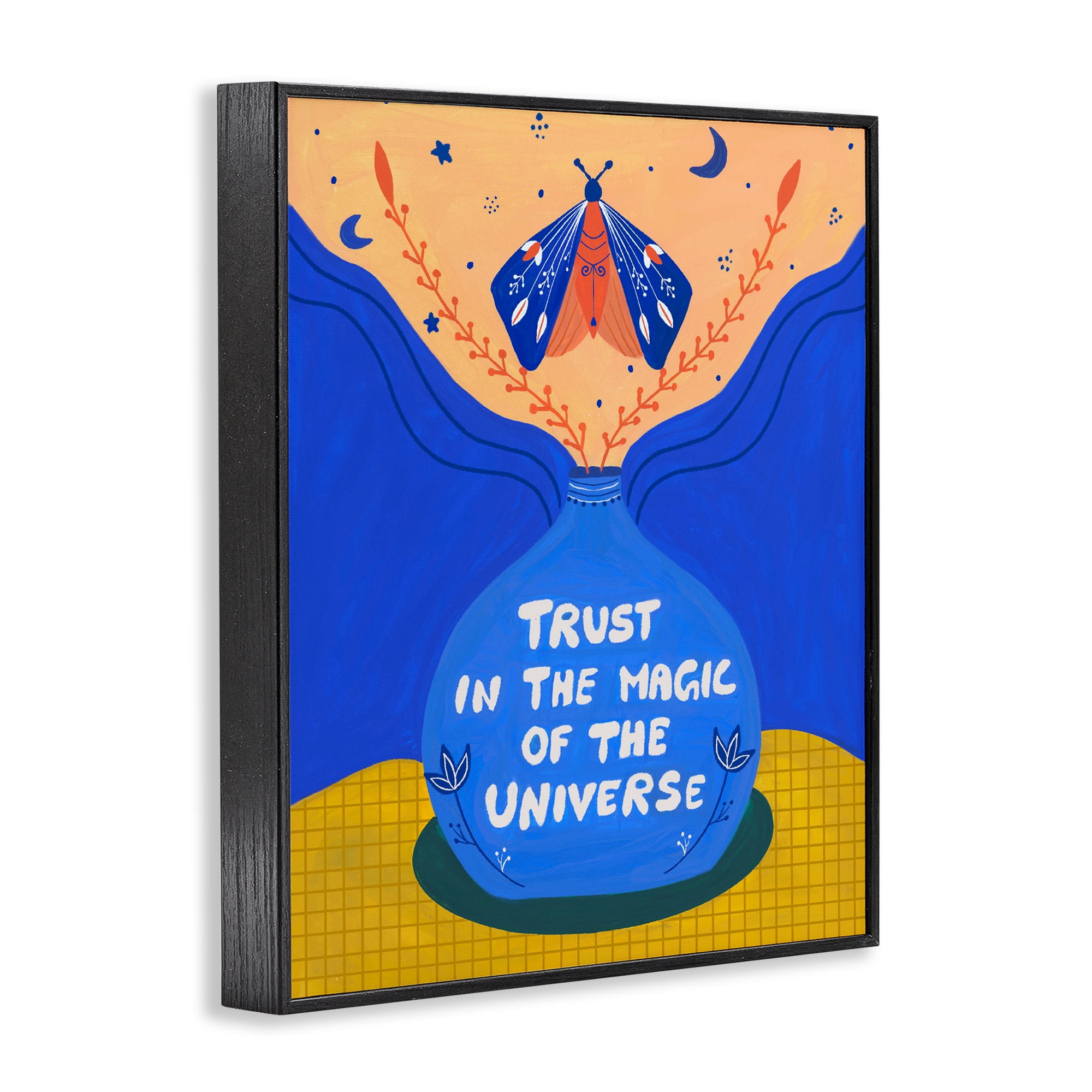 Trust In Magic Of Universe Black Framed Giclee Art, design by Nabeela Rumi