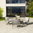 thumbnail image 3 of HAPPATIO 5-Piece Outdoor Dining Set for 4, Aluminum Patio Dining Set Includes 1 Large Square Table with Umbrella Hole, 2 Swivel Dining Chairs, and 2 Dining Chairs, for Lawn, Porch, Backyard (Grey), 3 of 6