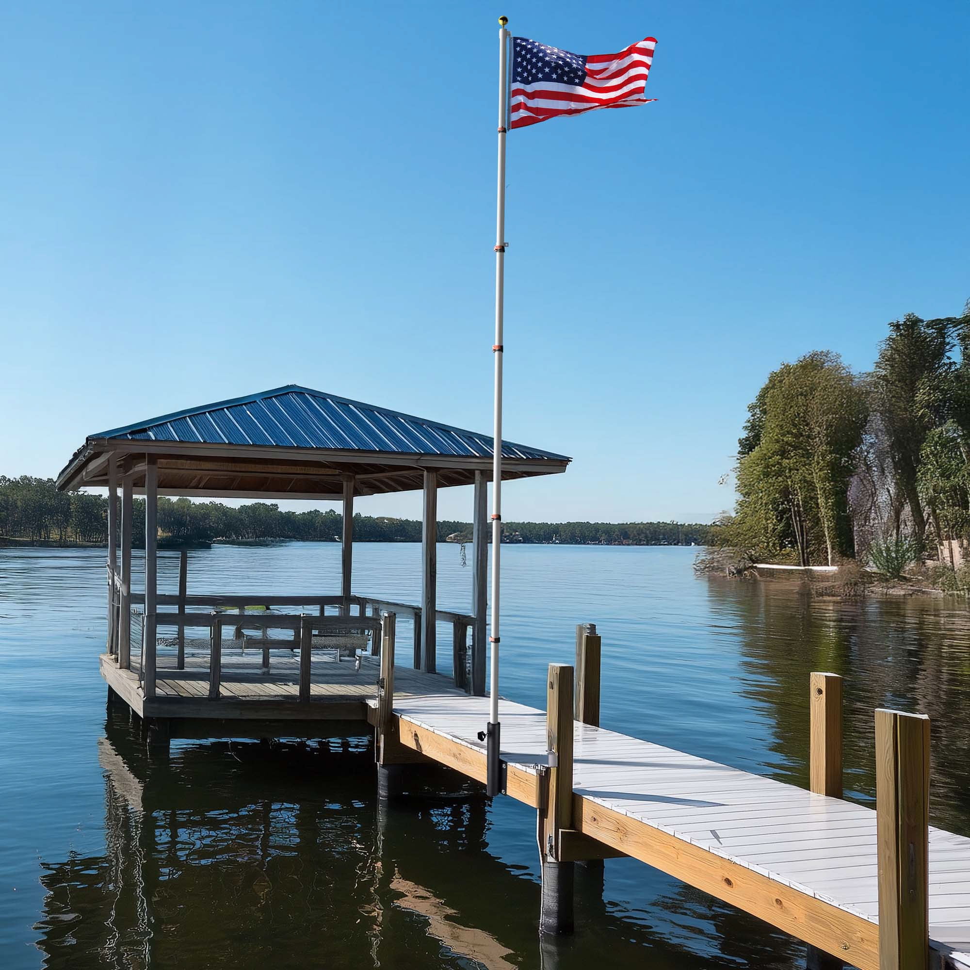 Yescom 20Ft Telescoping Flagpole w/ Dock/Deck Mount Display Sign Housebuilders