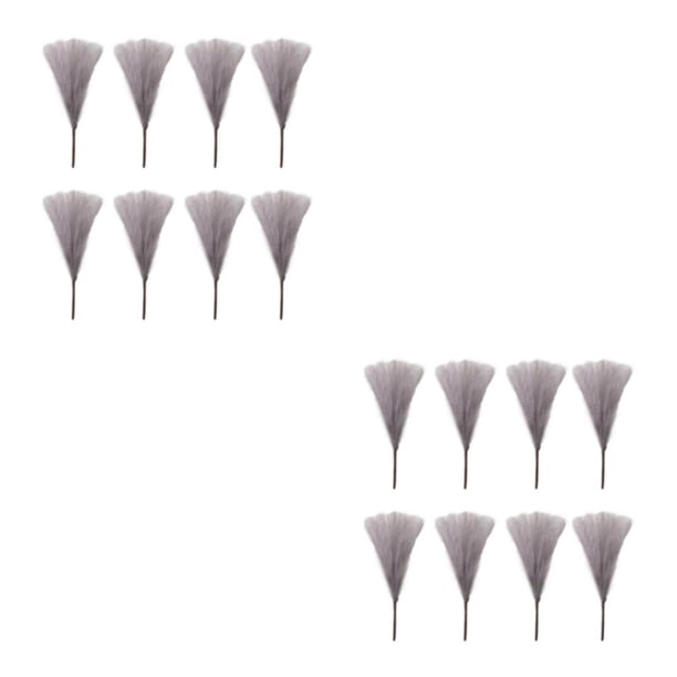 Wosthever 8 piezas de seda fácil de limpiar pastos de pampa artificiales flor mantenimiento sin esfuerzo pastos de pampa falsos decoración Gris degradado >45cm 2Conjunto
