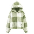 thumbnail image 5 of Girls Plaid Hoodies Sweatshirt Long Sleeve Hooded Pullover Fall Winter Fuzzy Fleece Sweatshirt Tops with Pocket, 5 of 5
