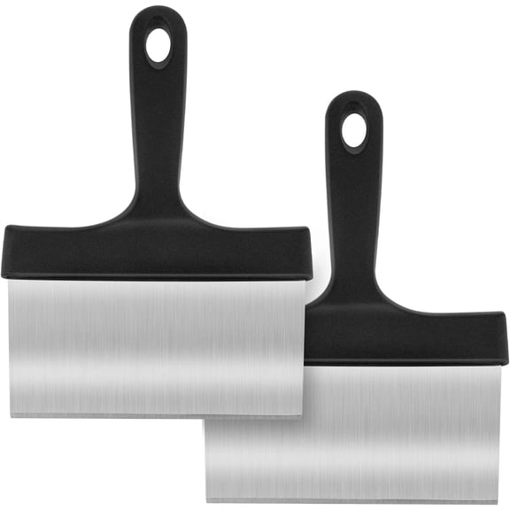 Heavy Duty Grill Scraper, Stainless Steel Grill Scraper Food Scraper Grill Scraper Tool with Handle, Steel Griddle Scraper Grill Griddle Spatula Scraper, Barbecue Grill Scraper Clean to