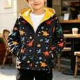 thumbnail image 3 of DJDLJWCJ Boys Fleece Lined Hooded Jacket Printed Zip Up Windbreaker Coat Fashion Winter Warm Jacket Multicolor Size 8, 3 of 9