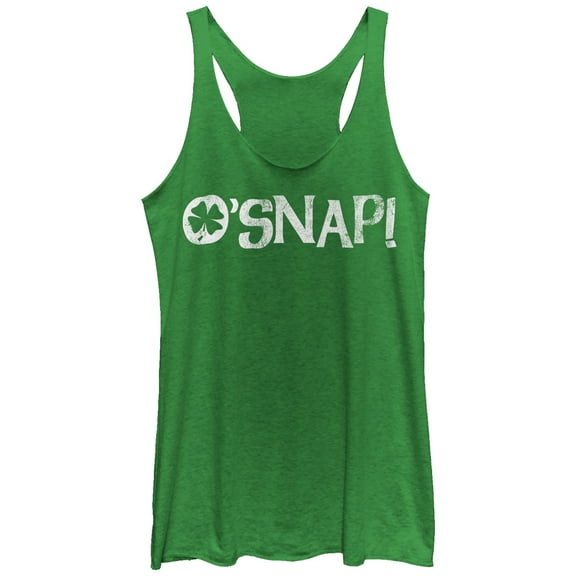 Women's Lost Gods O'Snap Four-Leaf Clover Racerback Tank Top Envy Green Large