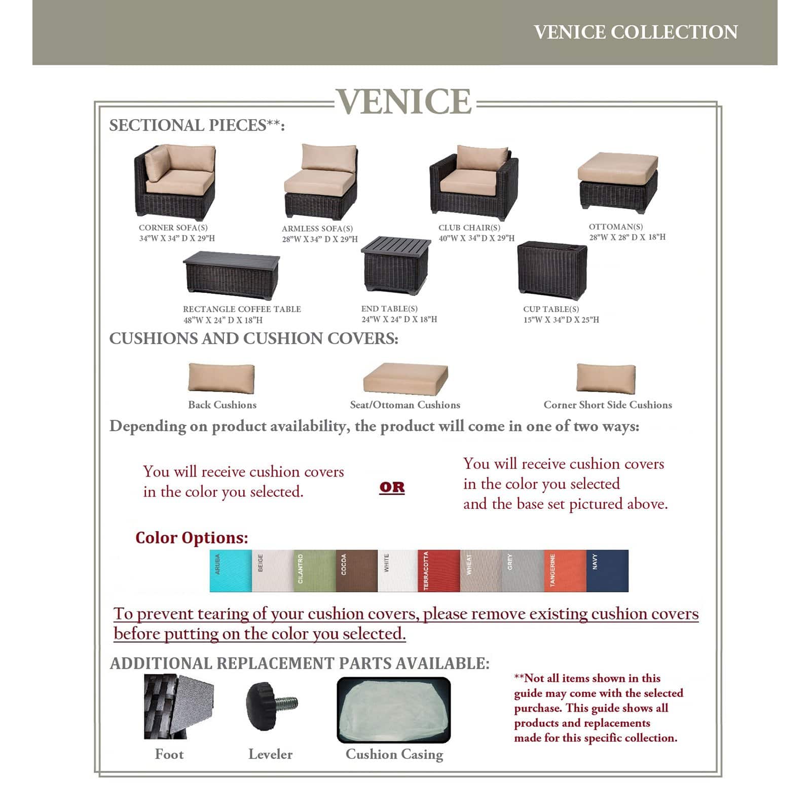TK Classics Venice Wicker 3 Piece Patio Conversation Set with Cup Table and 2 Sets of Cushion Covers - image 3 of 3