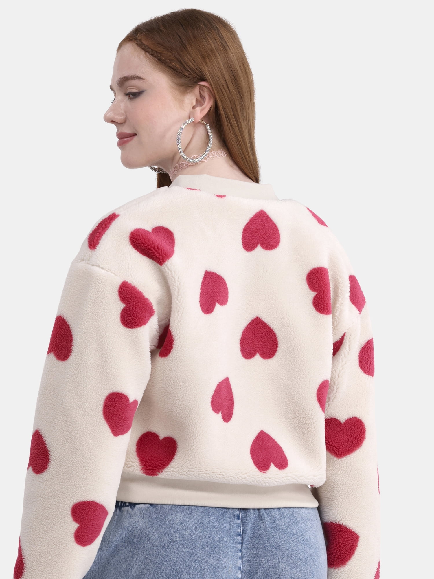 No Boundaries Plush Bomber Jacket, Heavyweight, Women's XXS-XXL