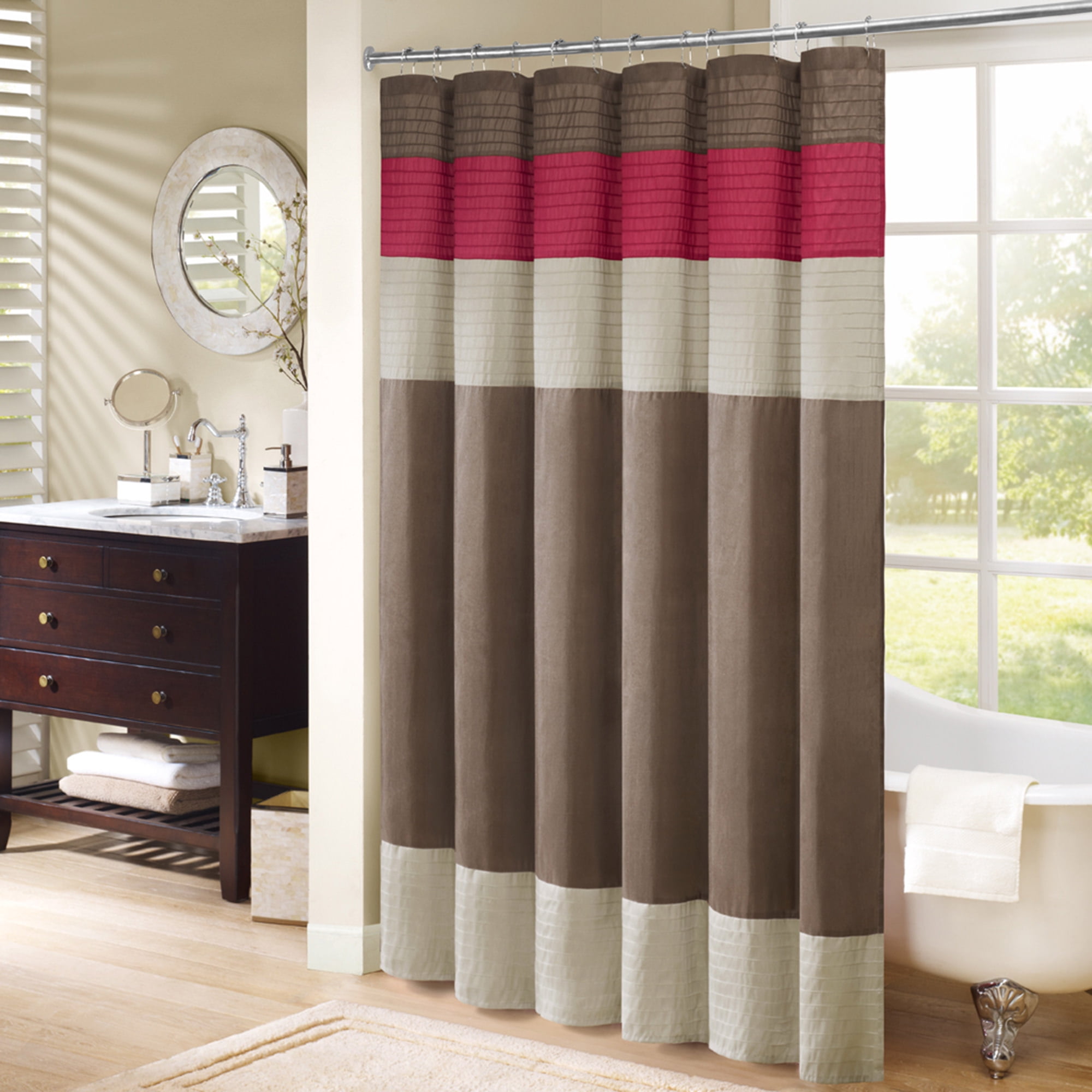 Home Essence M Pieced Faux Silk Shower Curtain